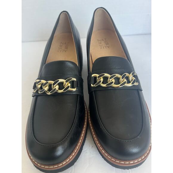 NWT Naturalizer Black Leather Chain Detail Platform Loafer Style SlipOn Shoes 10 - Picture 4 of 11